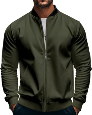 Men's Classic Bomber Jacket Lightweight Spring Fall Light Jacket Casual Windbreaker with Pockets for Men