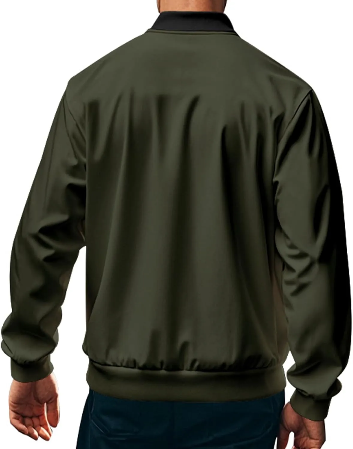 Men's Classic Bomber Jacket Lightweight Spring Fall Light Jacket Casual Windbreaker with Pockets for Men