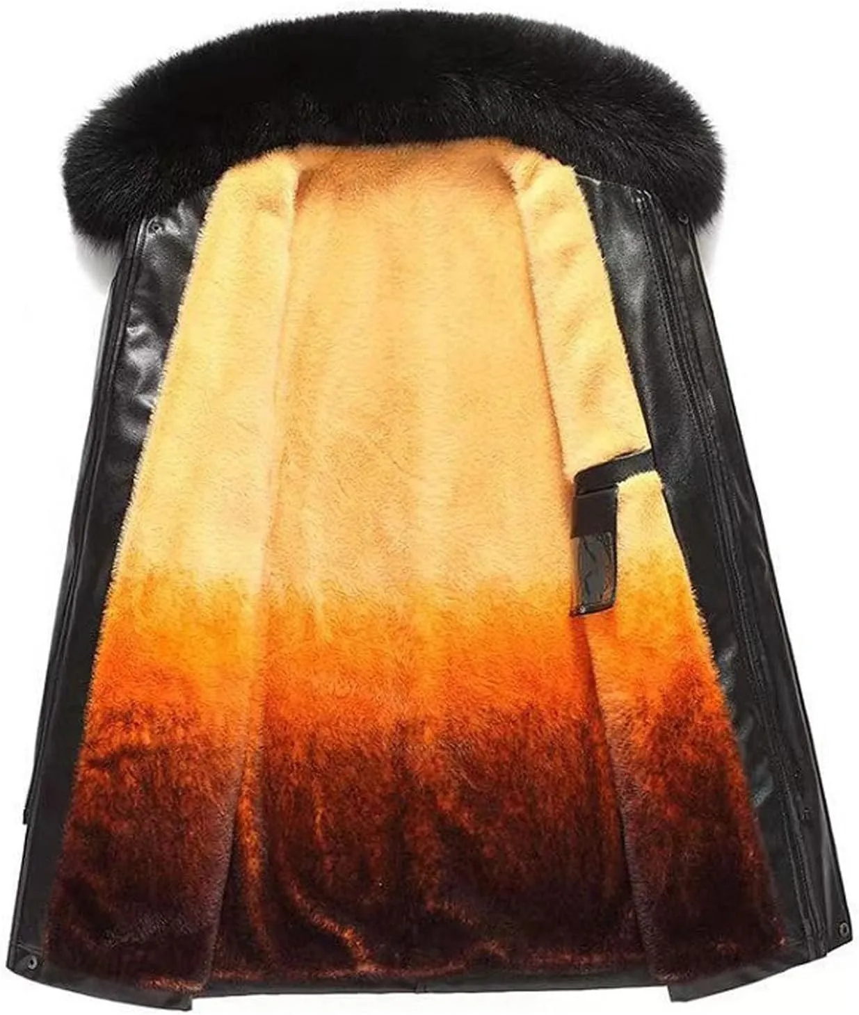 Men's Classic Faux Leather Jacket Motorcycle Winter Fleece Lined Sherpa Faux Fur Lapel Casual Zipper PU Leather Coats