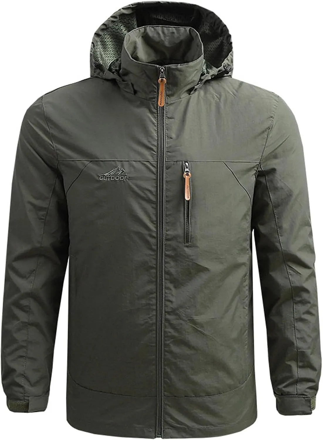Men's Classic Windbreaker Jacket Lightweight Outdoor Hooded Jacket Travel Hiking Running Coats with Zipper Pockets