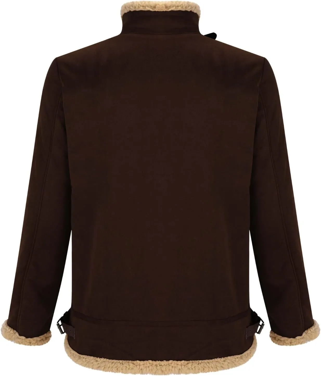 Men's Cropped Winter Sherpa Jacket Casual Suede Leather Windbreaker Trench Coat Thermal Fleece Lined Bomber Jacket