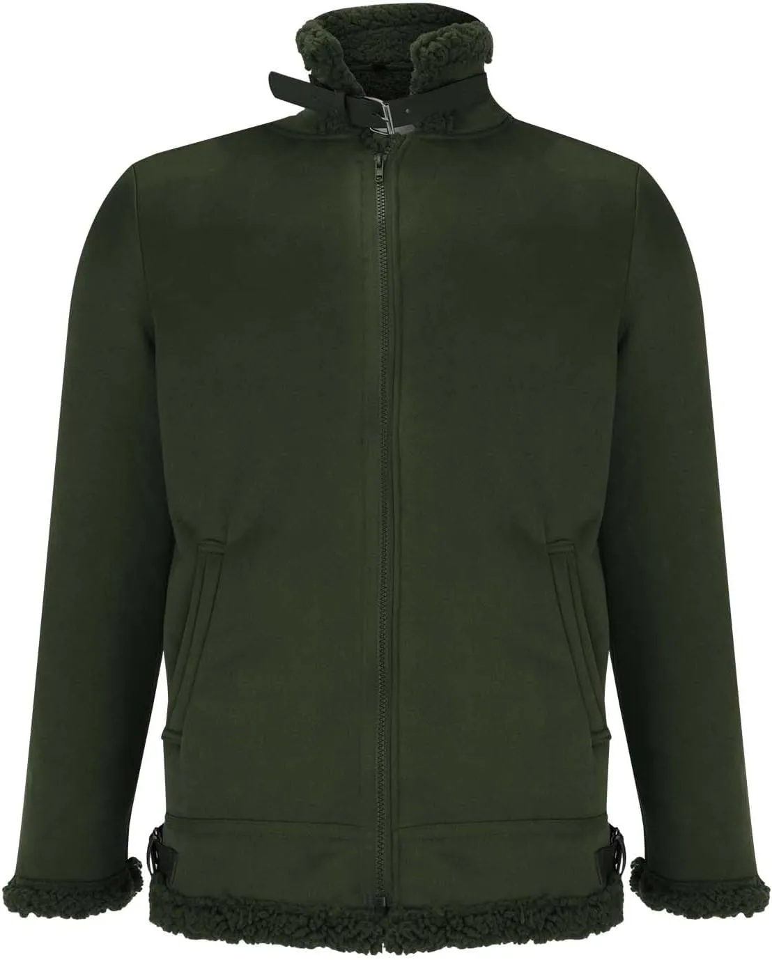 Men's Cropped Winter Sherpa Jacket Casual Suede Leather Windbreaker Trench Coat Thermal Fleece Lined Bomber Jacket