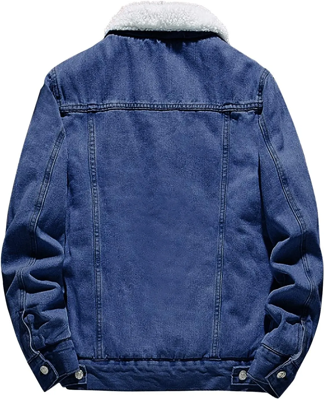 Mens Denim Jacket Winter Lapel Sherpa Fleece Lined Thicken Casual Stylish Warm Button Trucker Jean Jackets Coats, L-6XL