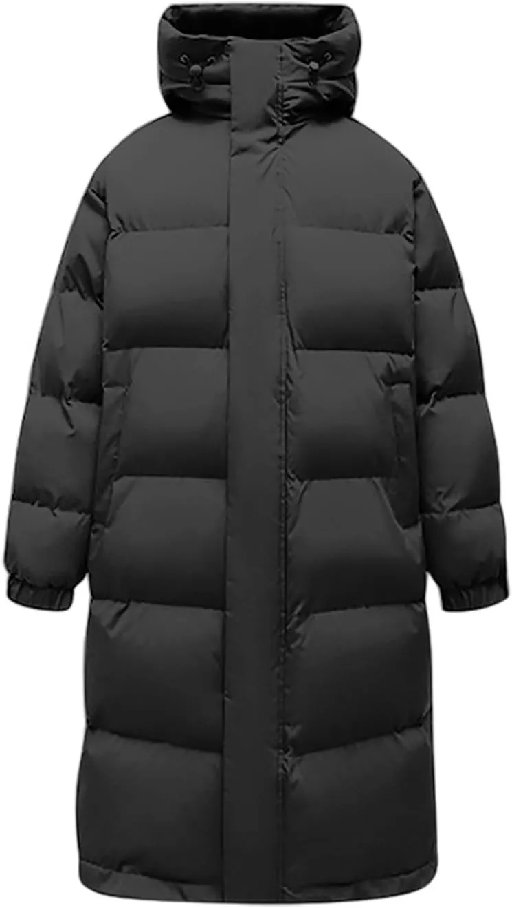 Men's Extra Long Parka Winter Coats Hooded Puffer Jacket Heavy Warm Water Resistant Outerwear For Cold Weather