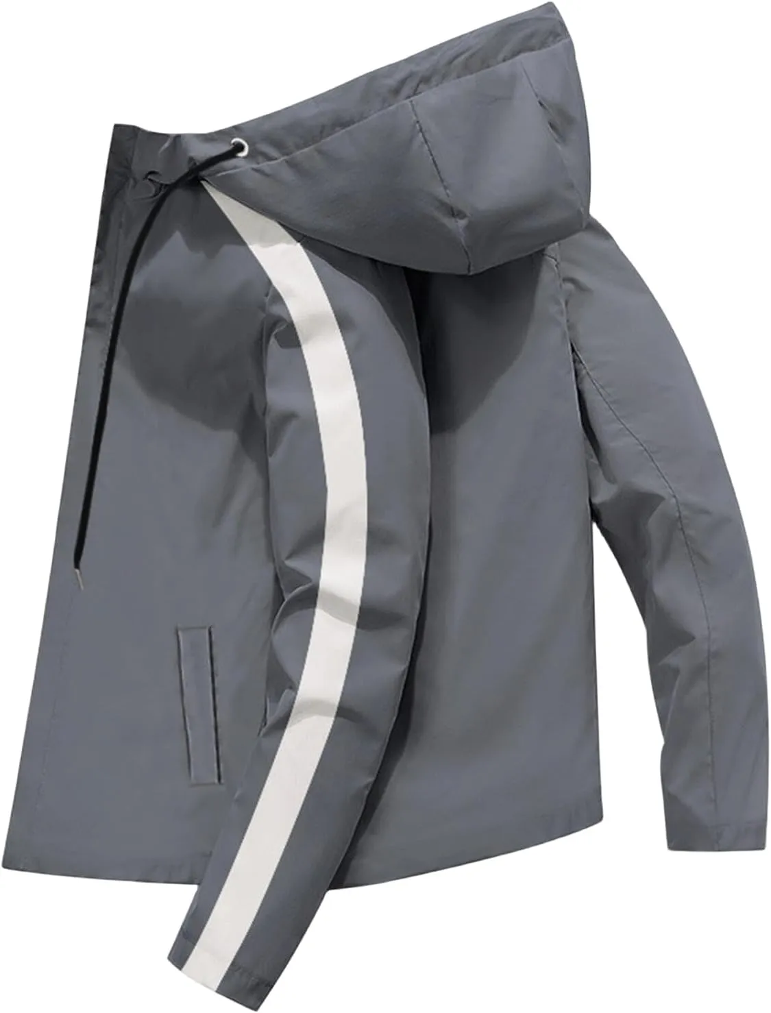 Mens Fashion Bomber Jackets with Hooded Long Sleeves Zip up Coats Casual Fashion Outwear Warm Outdoor Fall Tops