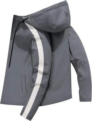 Mens Fashion Bomber Jackets with Hooded Long Sleeves Zip up Coats Casual Fashion Outwear Warm Outdoor Fall Tops