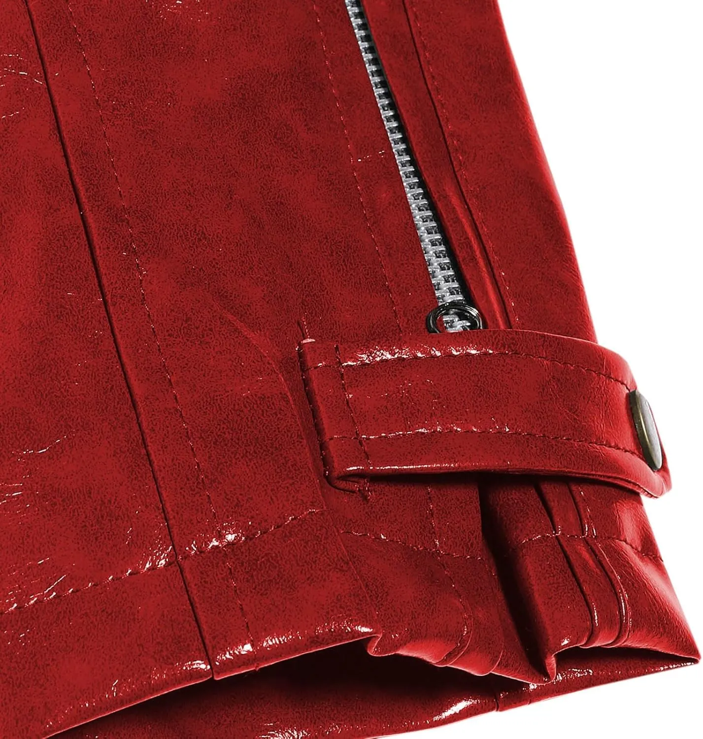 Men's Faux Leather Jackets Stand Collar PU Leather Motorcycle Zipper Coat Biker Windbreaker with Multiple Pockets