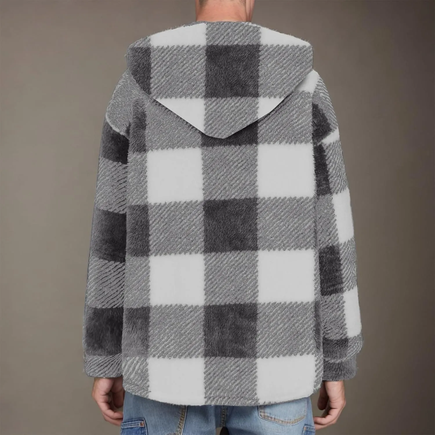 Mens Fleece Fuzzy Jackets Casual Lightweight Hooded Warm Long Sleeve Soft Comfy Fall Winter Coats