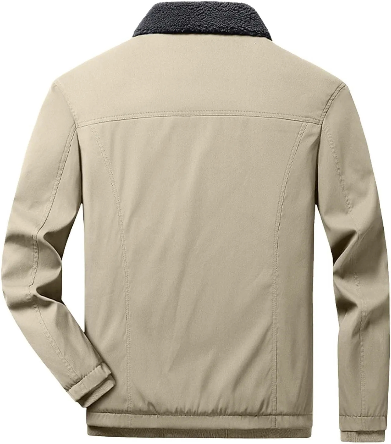 Men's Fleece Jacket Sherpa Lined Jackets Zip Up Relaxed Fit Men Winter Coat Quilted Active Jacket Windproof Workwear
