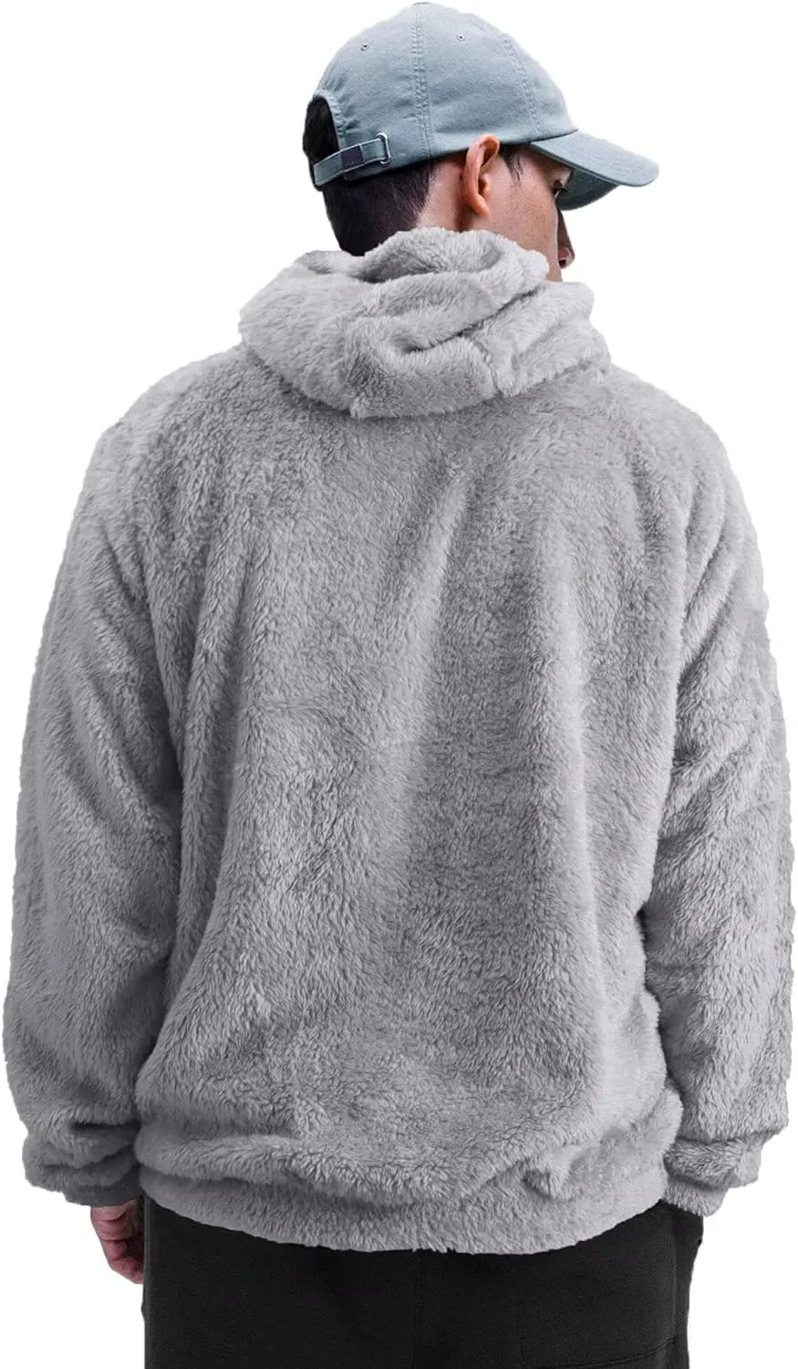 Mens Fuzzy Zip Hoodie Sweatshirt Sherpa Plush Zipper Jacket with Hood for Men