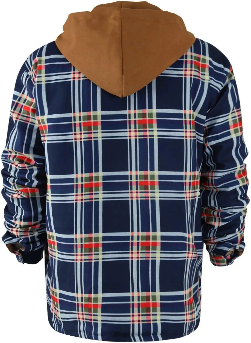 Men's Heavyweight Plaid Hoodie Jacket Zip Up Long Sleeve Fleece Sweatshirt Coat With Hood Fashion Stylish,M-5XL