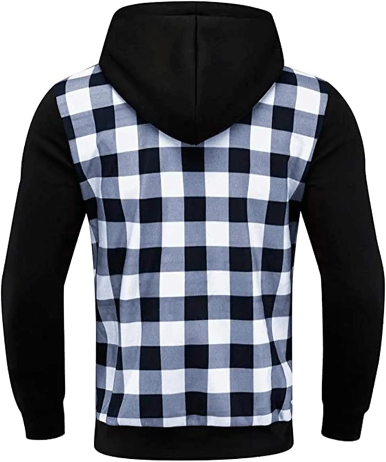 Mens Hooded Plaid Jacket Long Sleeve Casual Thin Coat Lightweight Casual Slim Fit Track Jackets with Checkered