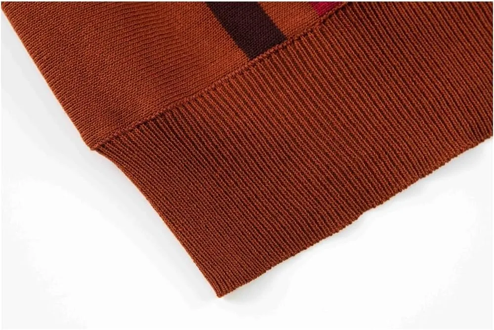 Men's Knit Cardigan Sweaters, Long Sleeve Contrast Striped Vintage Casual Button Down Lightweight Cardigan Sweaters