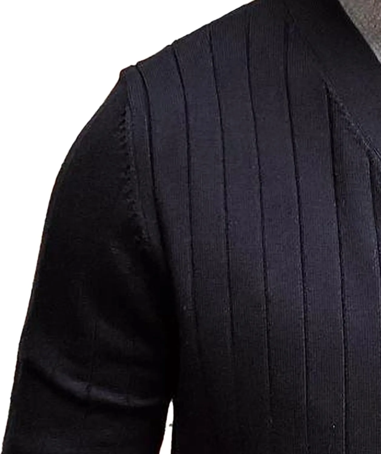 Men's Knitted Ribbed V Neck Sweater Cardigan Button Up Regular Fit Sweater Ribbed Long Sleeve Casual Sweaters