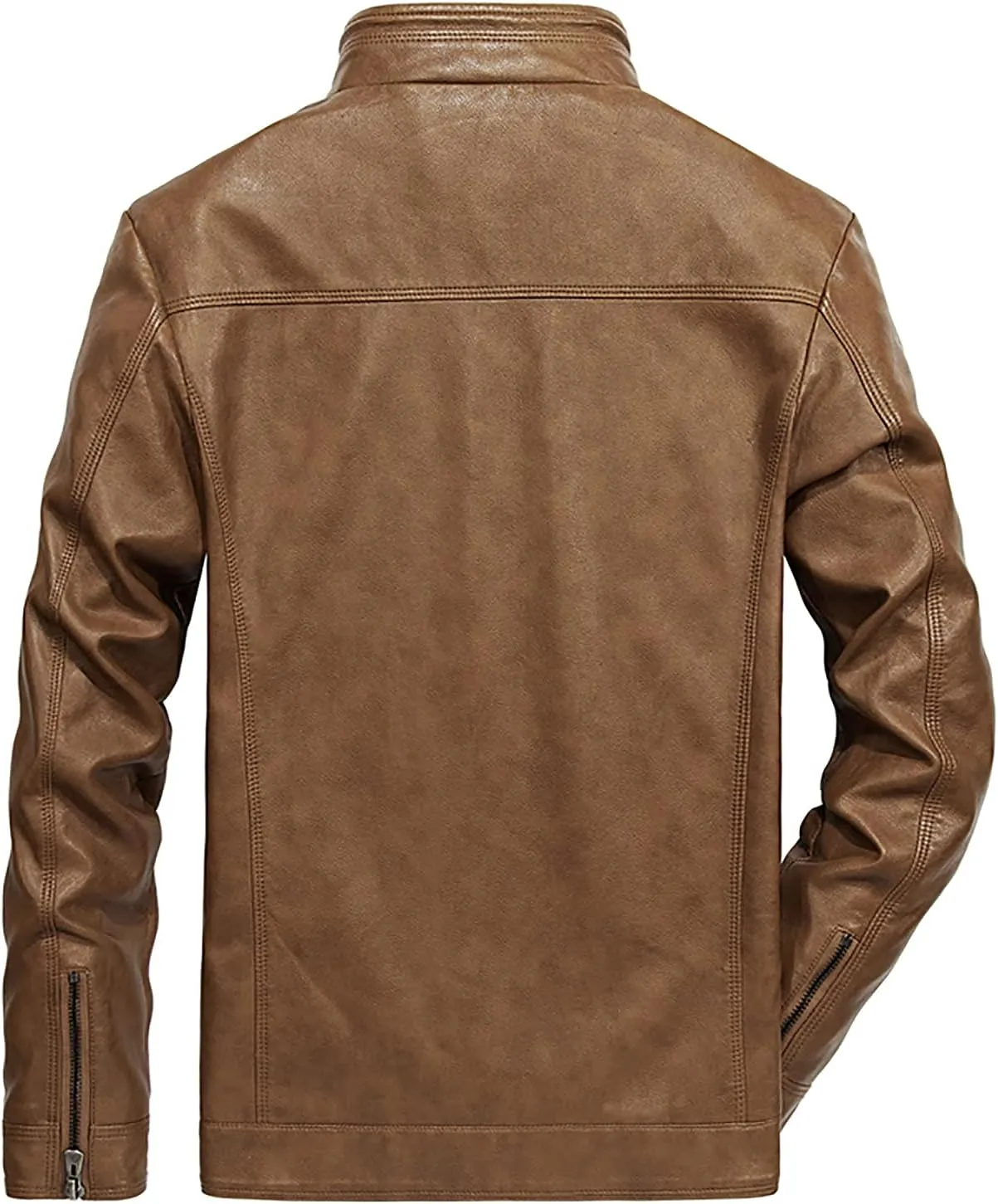 Mens Leather Jacket Slim Fit Motorcycle Biker Jackets Long Sleeve Stand Collar Faux Leather Casual Bomber Coat