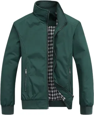 Men's Lightweight Bomber Jacket Breathable Spring Fall Full Zip Thin Windbreaker Outdoor Recreation Coat for Business