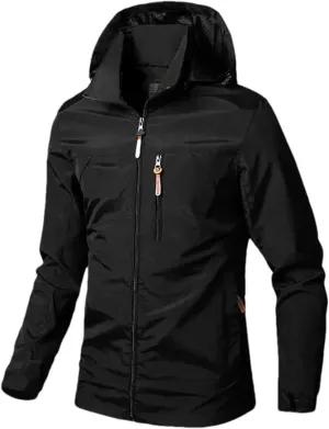 Men's Lightweight Jacket Hooded Outdoor Hiking Windbreaker Jackets Casual Hoodies with Zip Pockets for Big Tall Men