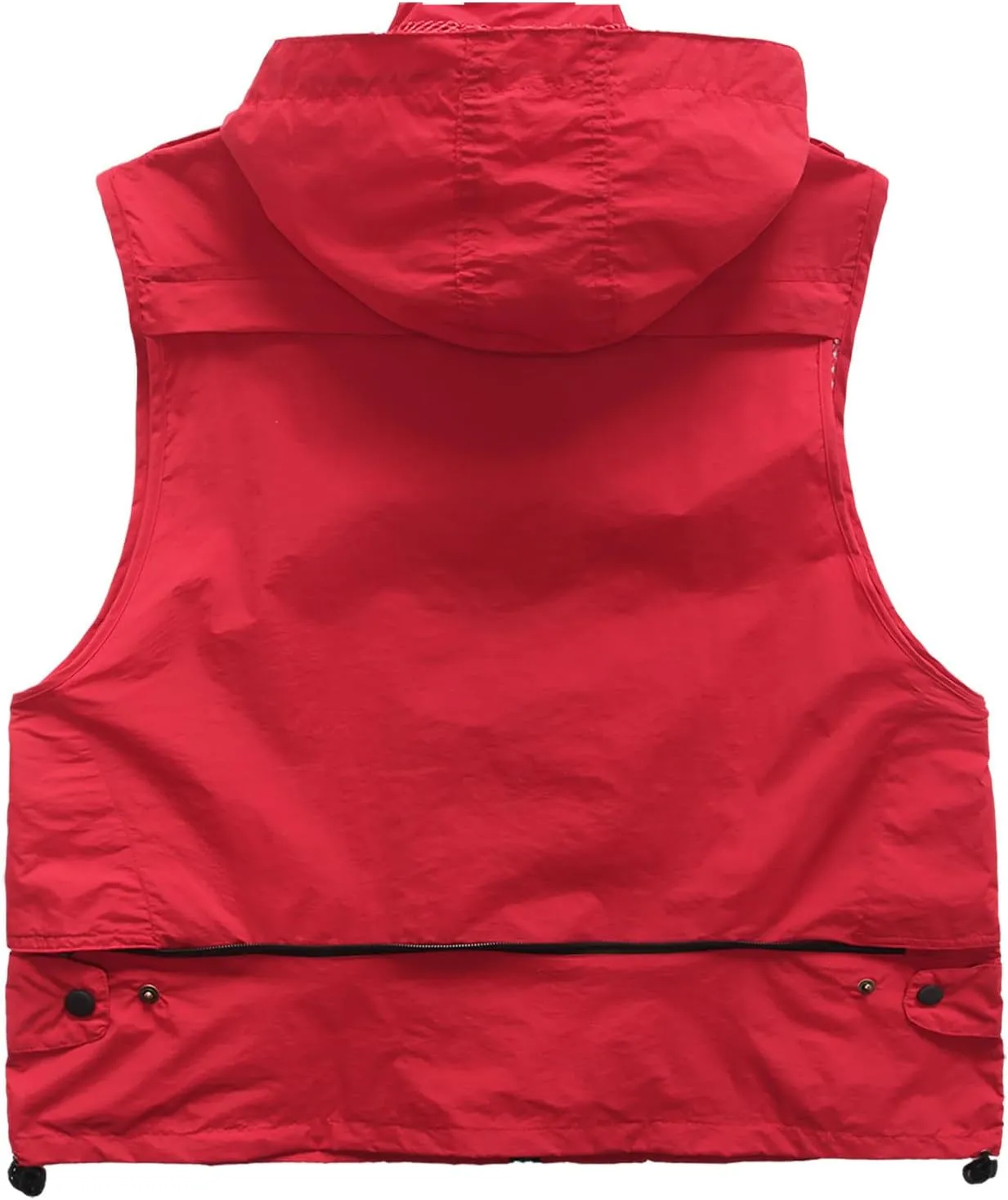 Men's Lightweight Quick Dry Multi Pockets Hooded Cargo Vest Outdoor Utility Fishing Photo Safari Work Travel Vest Jacket