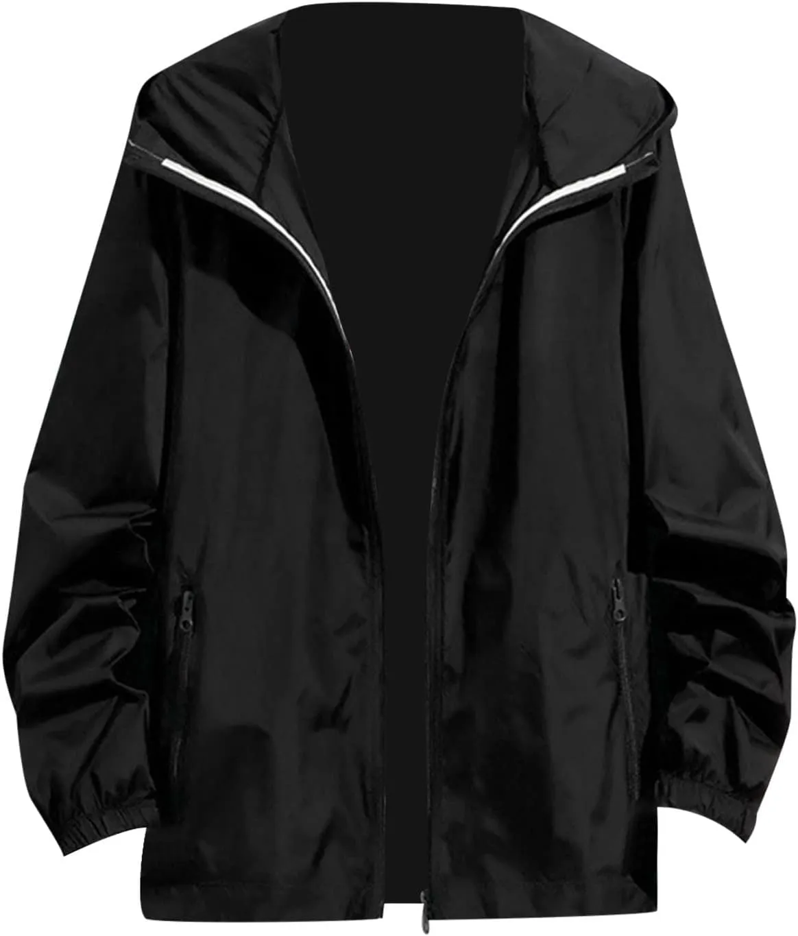 Mens Lightweight Zipper Jackets Outdoor Fishing Full Zip Long Sleeve Hoodie Breathable Casual Jackets Zipper Pockets