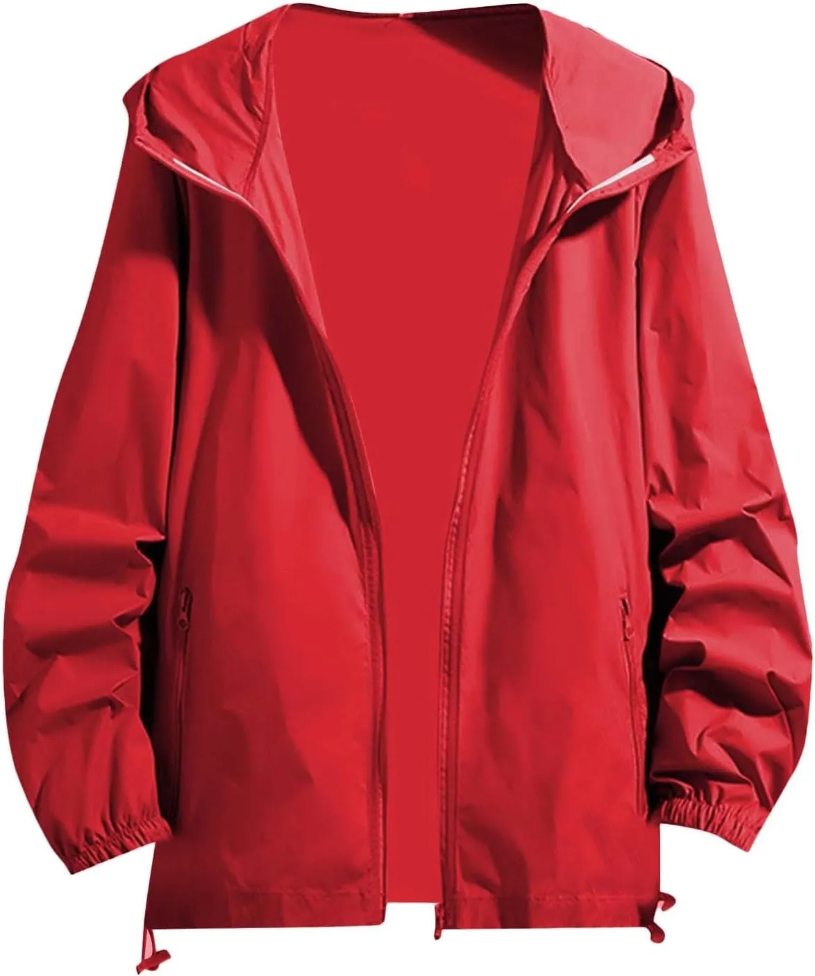 Mens Lightweight Zipper Jackets Outdoor Fishing Full Zip Long Sleeve Hoodie Breathable Casual Jackets Zipper Pockets