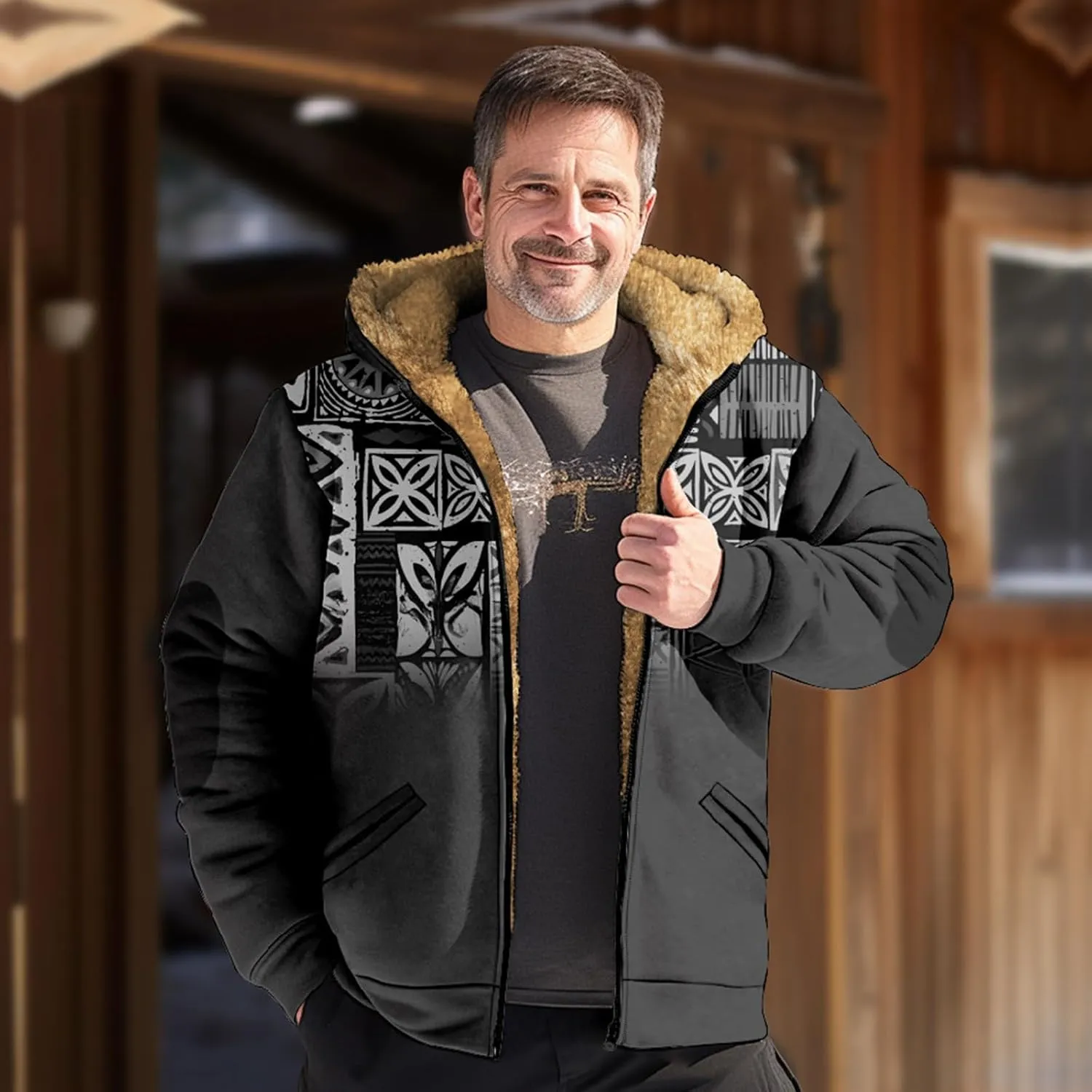 Men's Loose Novelty Coats Long Sleeve Zipper Hooded Soft Elegant Coat Climbing Jacket for Men