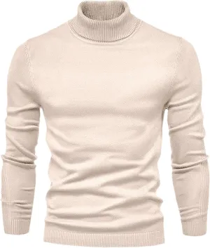 Men's Mock Turtleneck Sweater Slim Fit Lightweight Pullover Long Sleeve Solid Color Knitwear Ribbed Tops Fall Sweater