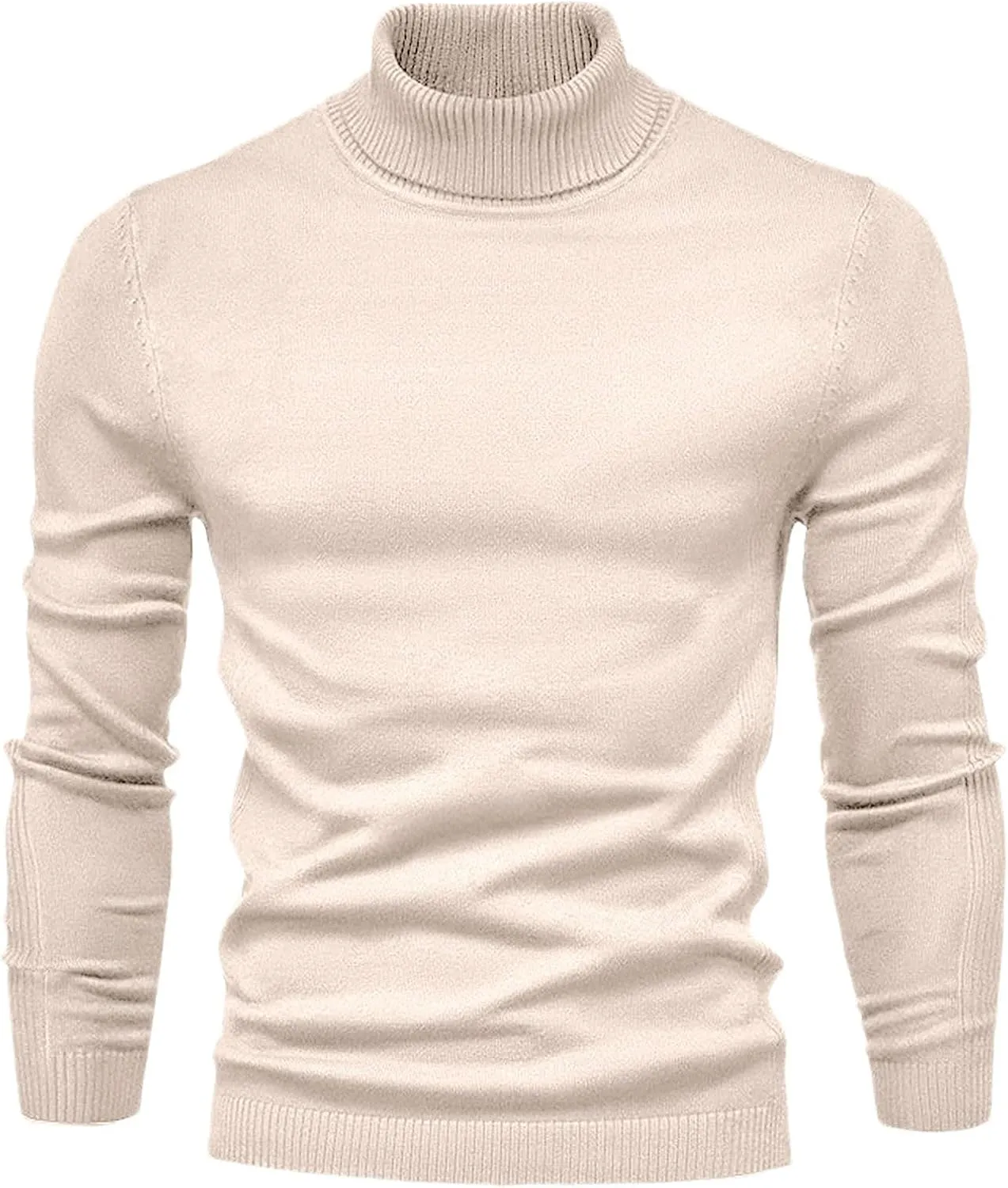 Men's Mock Turtleneck Sweater Slim Fit Lightweight Pullover Long Sleeve Solid Color Knitwear Ribbed Tops Fall Sweater