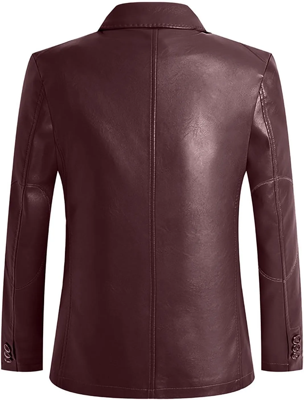Mens Notch Lapel Leather Dress Suit Jacket Male Business Casual Faux Leather Blazer Jacket Motorcycle Jacket