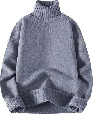 Men's Oversized Sweaters Turtleneck Knitted Pullover Long Sleeve Chunky Casual Fall Winter Warm Cardigans Relaxed Fit