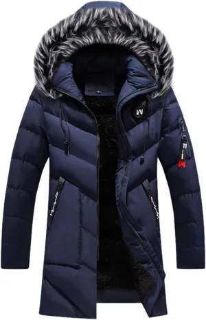 Mens Puffer Jacket, Sports Full Zip Long Sleeve Puffer Jackets Work Padded Jacket Thicken Hooded Down Jacket Men