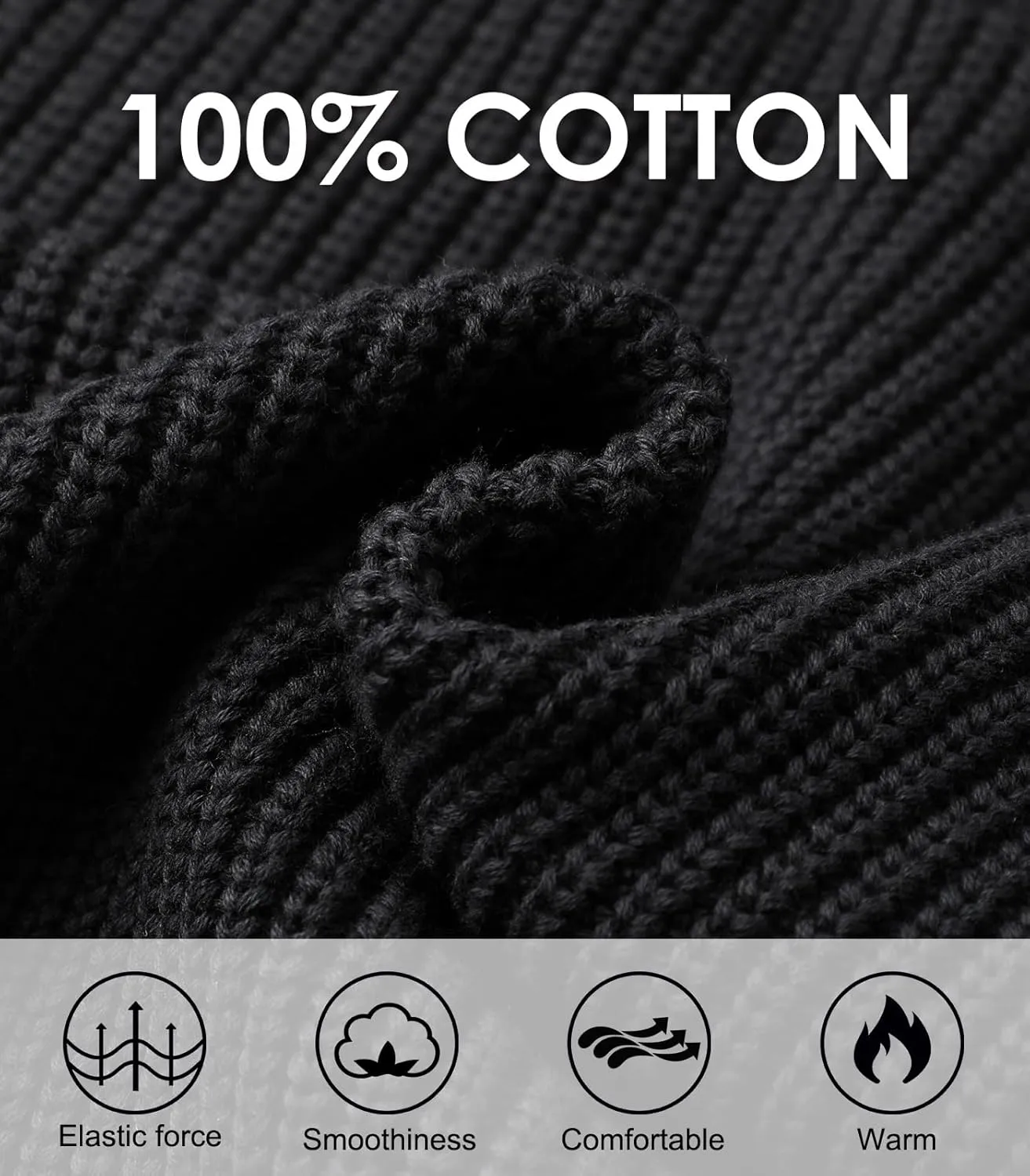 Men's Quarter-Zip Pullover Sweater Slim Fit Lightweight Sweaters Cable Knit Casual Polo Sweater Long Sleeve Sweaters