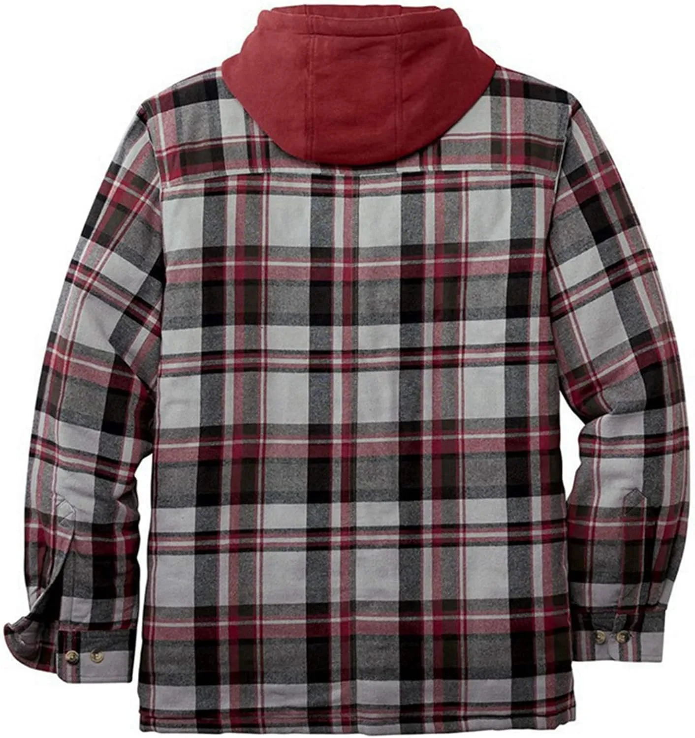 Mens Quilted Lined Flannel Hooded Shirt Jacket Winter Soft Warm Long Sleeve Zip Up Jackets Outdoor Plaid Velvet Coats