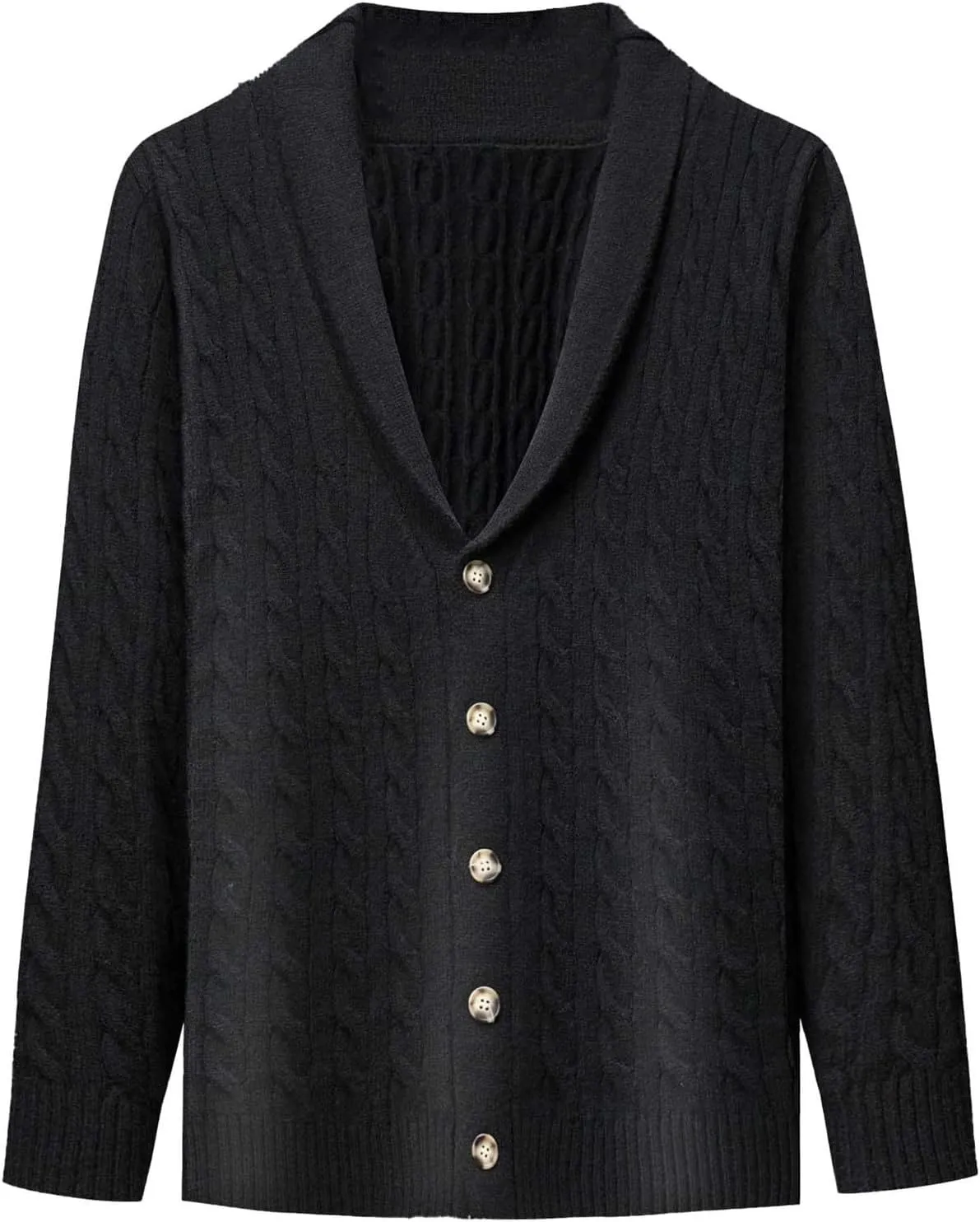 Mens Shawl Collar Cardigan Sweaters Cable Knit Textured Sweater Lightweight Button Down Cardigans