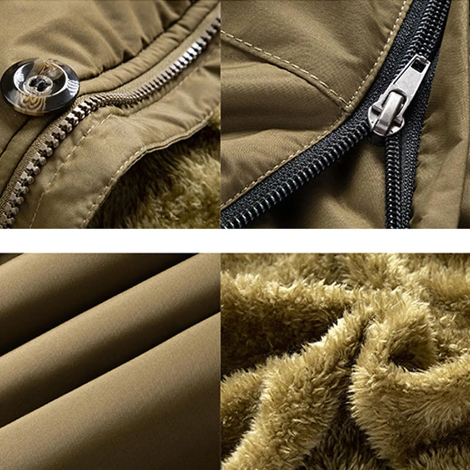 Men's Sherpa Lined Parka Jacket Winter Warm Down Puffer Coat with Fur Hood