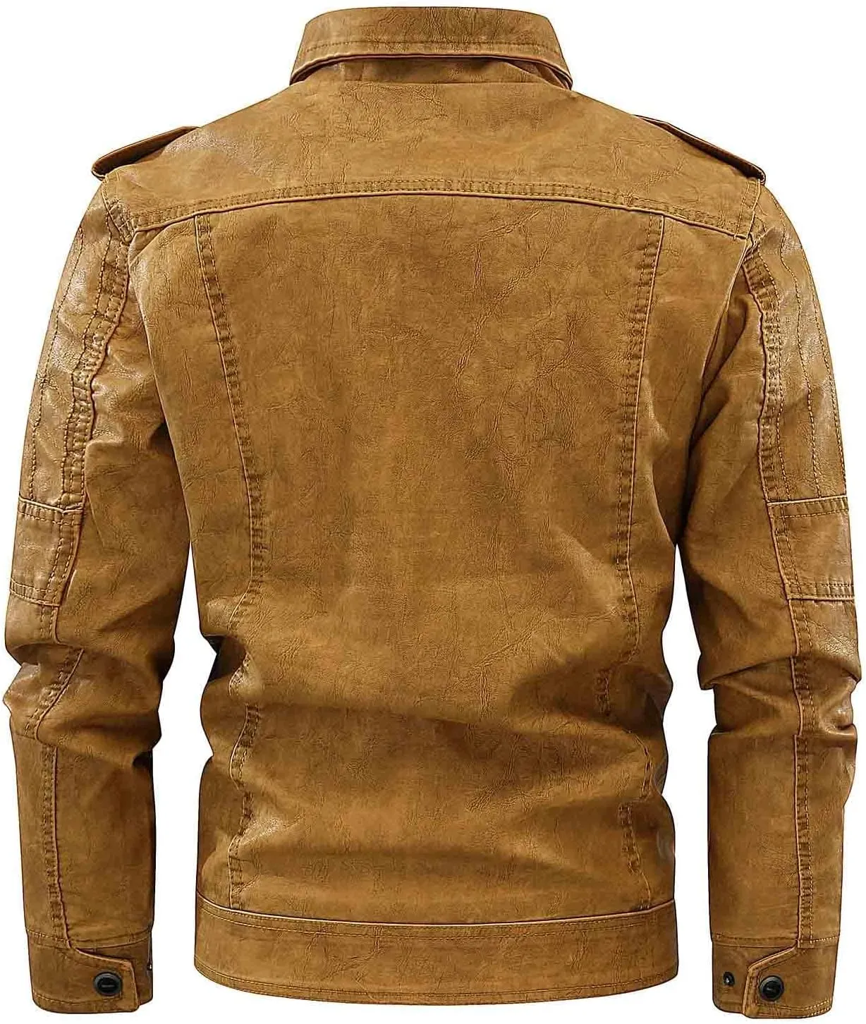 Mens Slim Fit Black Leather Jacket PU Leather Motorcycle Jacket Faux Leather Biker Jacket with Multi-Pockets