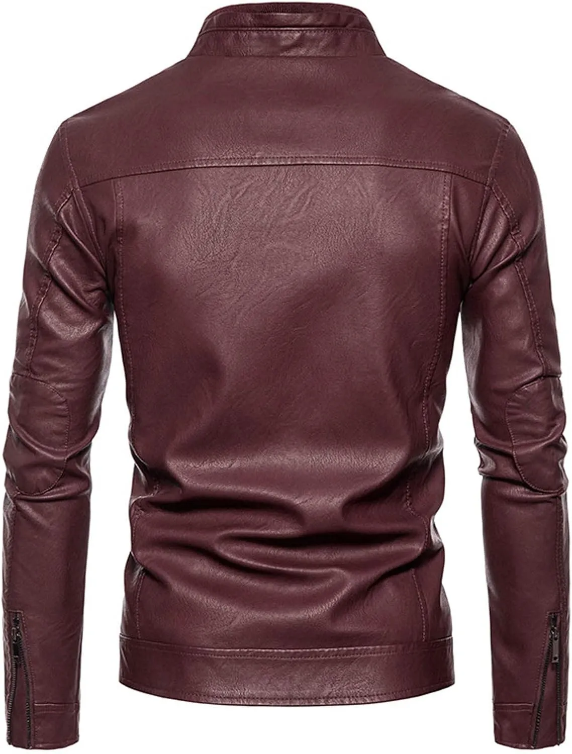 Mens Slim Fit Motorcycle Faux Leather Jacket Zip-Up Windbreaker Pu Leather Jackets Vintage Lightweight Biker Coat