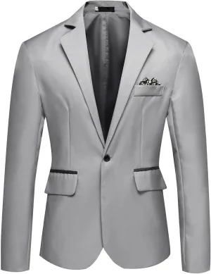 Mens Slim Fit Peak Lapel Blazer Suit Jacket, Lightweight Sports Coat and Dress Jacket, Single Button for Casual Daily Wear