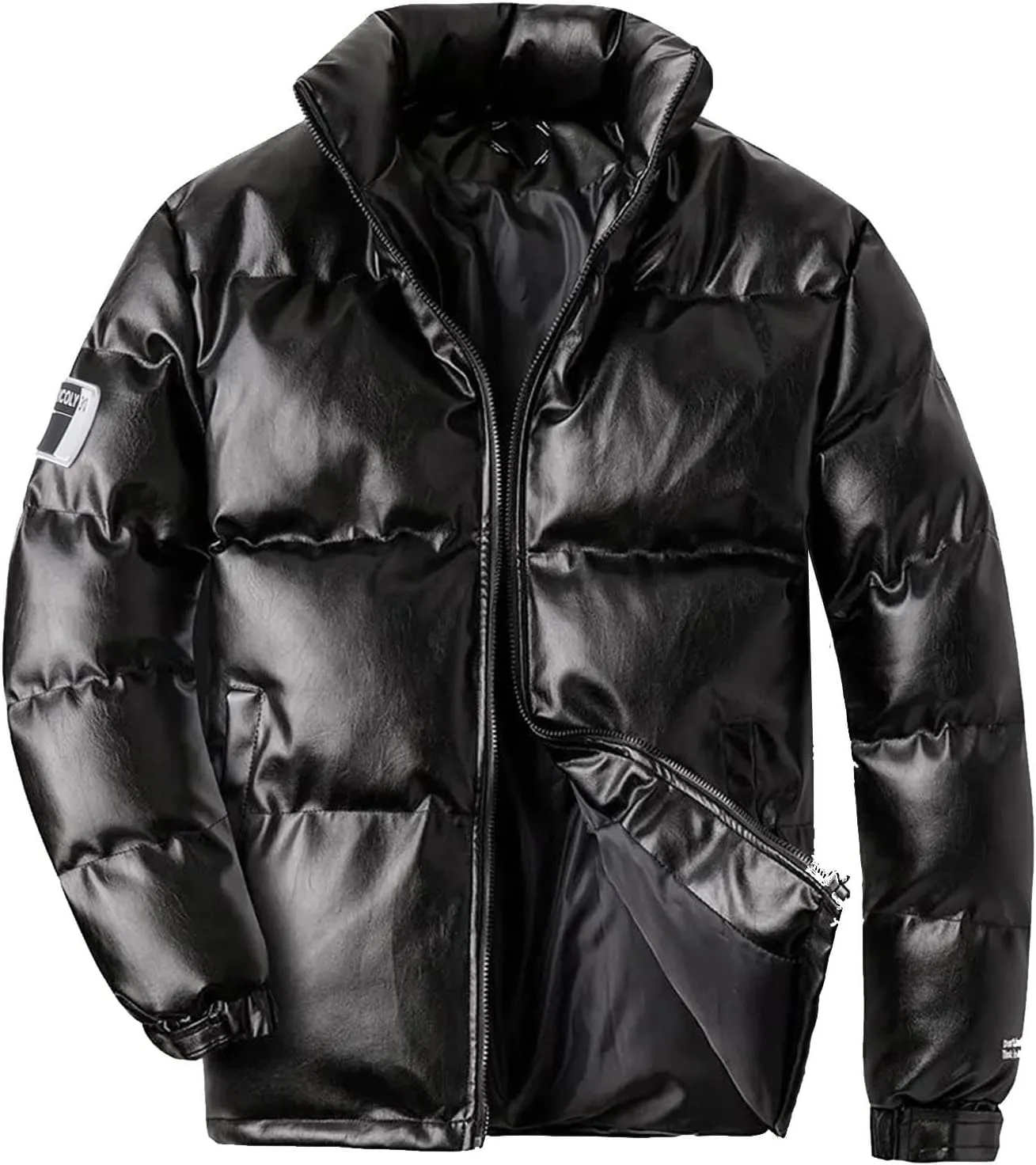 Men's Solid Color Jacket Zipper Stand-up Collar Long Sleeved Hooded Cotton Jacket Chambray Utility Jacket