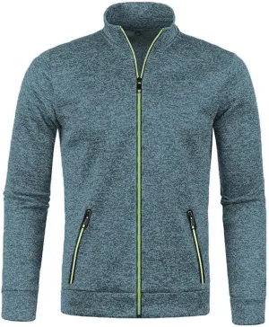 Mens Sweater Cardigan Full Zip Knitted Long Sleeve Sweaters Trendy Lightweight Casual Stand Collar Solid Cardigans