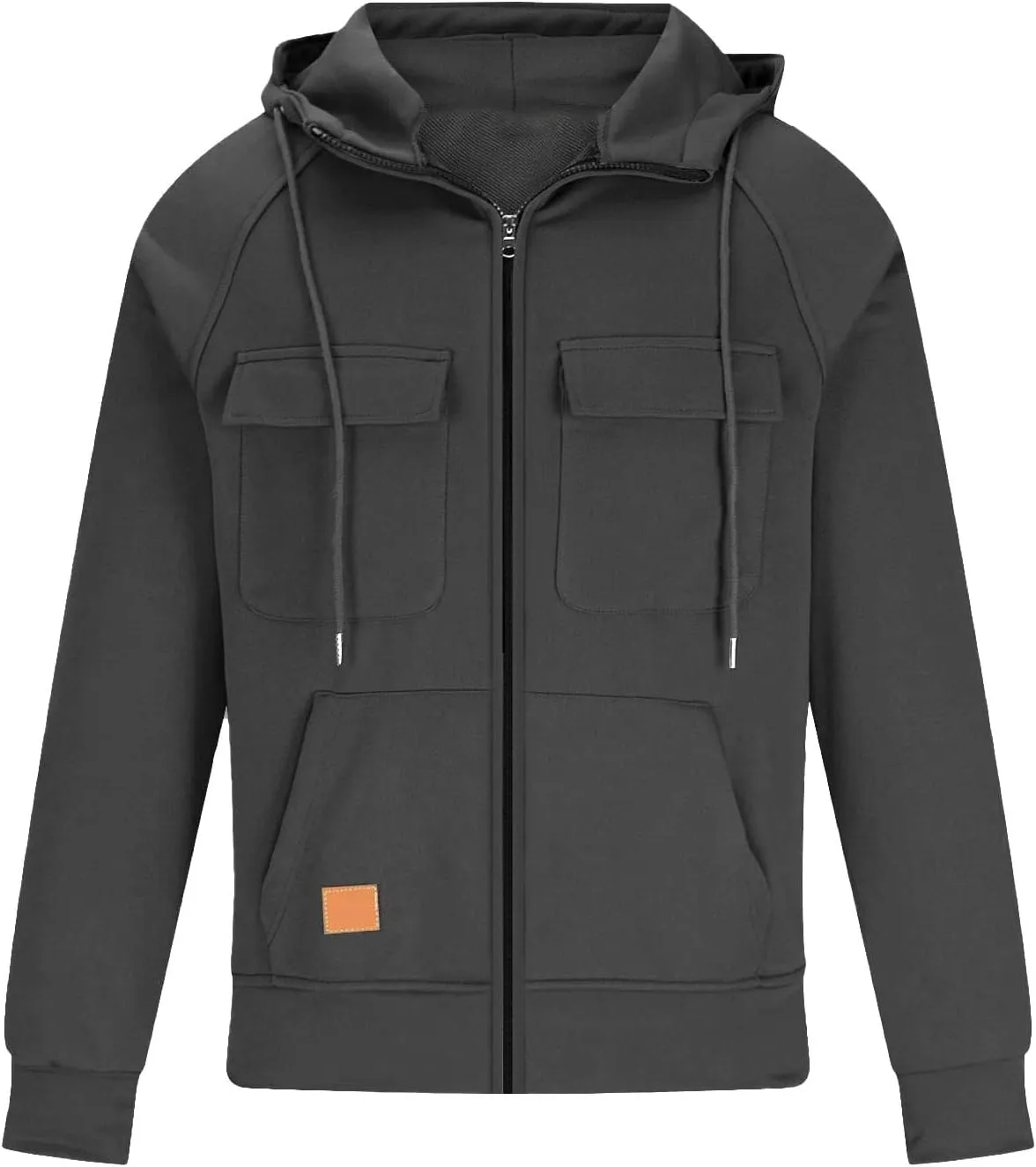 Mens Sweater Winter Top Blouse Slim Casual Solid Soft Top Coat Long Sleeve Hooded Sweatshirt Top Jacket Zip Up Plain