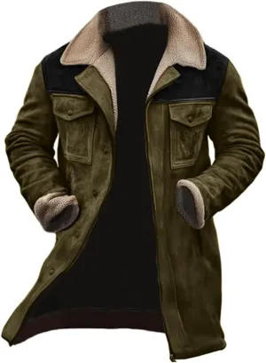 Mens Velvet Thickened Double Pocket Western Cow 3D Printed Hooded Brown Warm Cotton Jacket