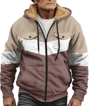 Mens Winter Jacket Sherpa With Hood Warm Coats Fleece Zipper Hoodie Big Tall Heavyweight Fall Outfits With Pockets
