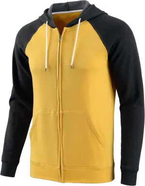 Mens Zip Up Hoodies Athletic Casual Fleece Hoodie Classic Fit Jacket Midweight Cotton Drawstring with Pocket
