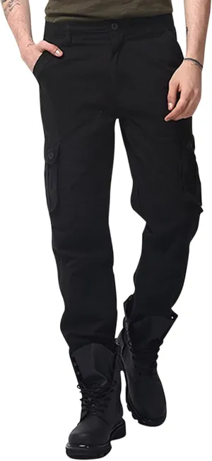 Miyaomn Men's Casual Straight Leg Tactical Cargo Pants Relaxed Fit Flap Pockets Travel Outdoor Hiking Construction Work Pants