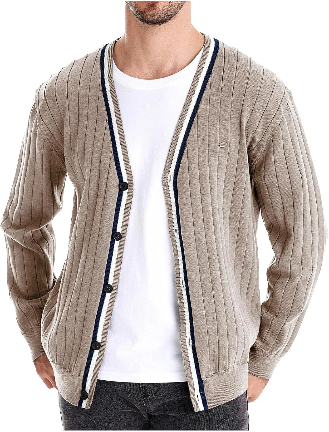 Muscularfit Men's Cable Knit Cardigan Sweaters Button Up Cotton Casual Cardigans Lightweight Long Sleeve V Neck Winter Coats