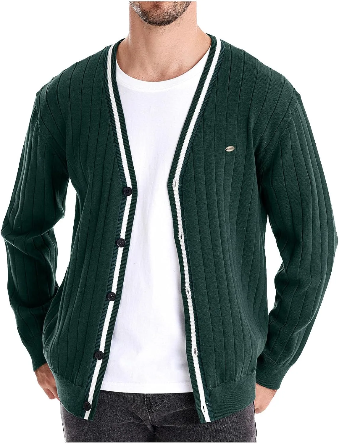 Muscularfit Men's Cable Knit Cardigan Sweaters Button Up Cotton Casual Cardigans Lightweight Long Sleeve V Neck Winter Coats