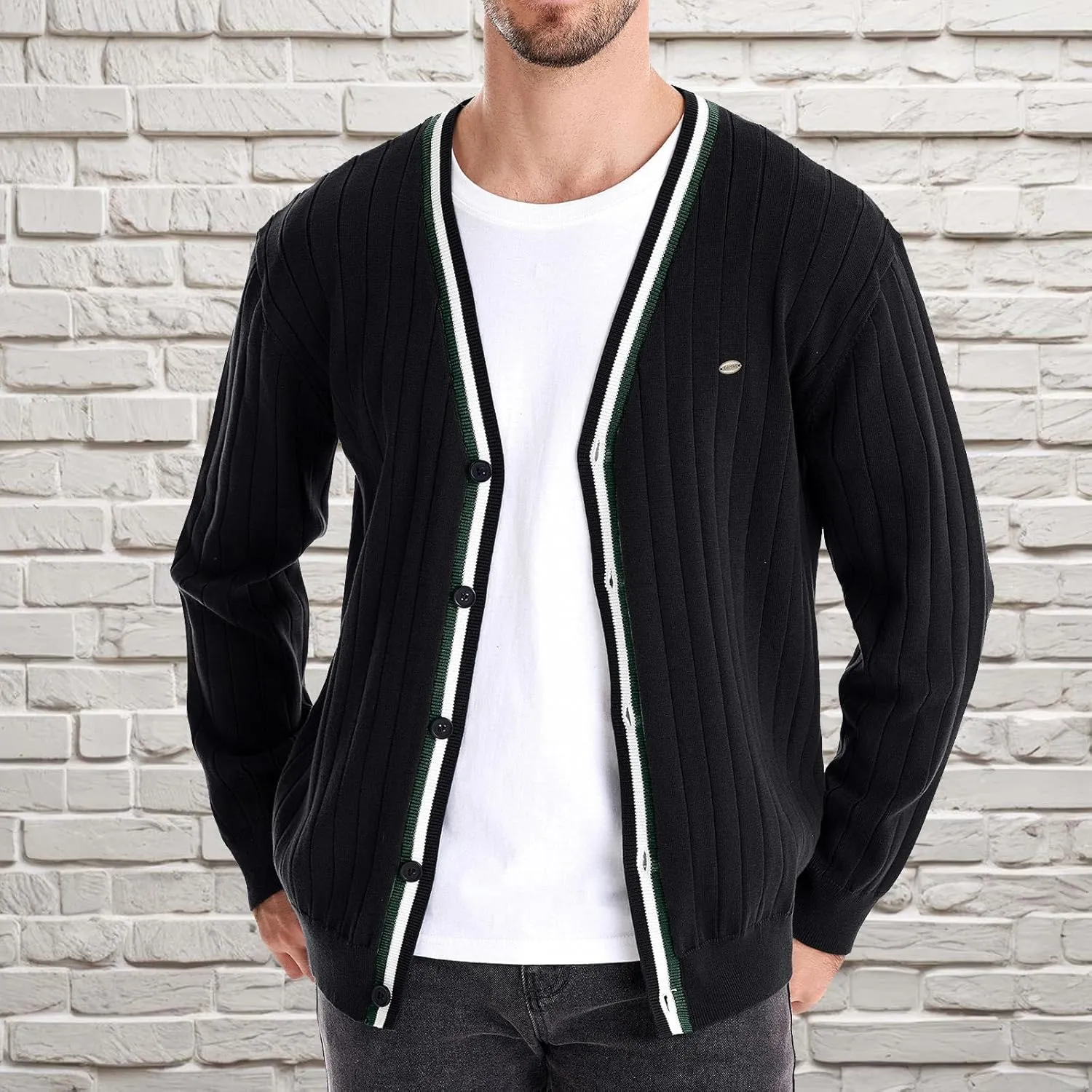 Muscularfit Men's Cable Knit Cardigan Sweaters Button Up Cotton Casual Cardigans Lightweight Long Sleeve V Neck Winter Coats