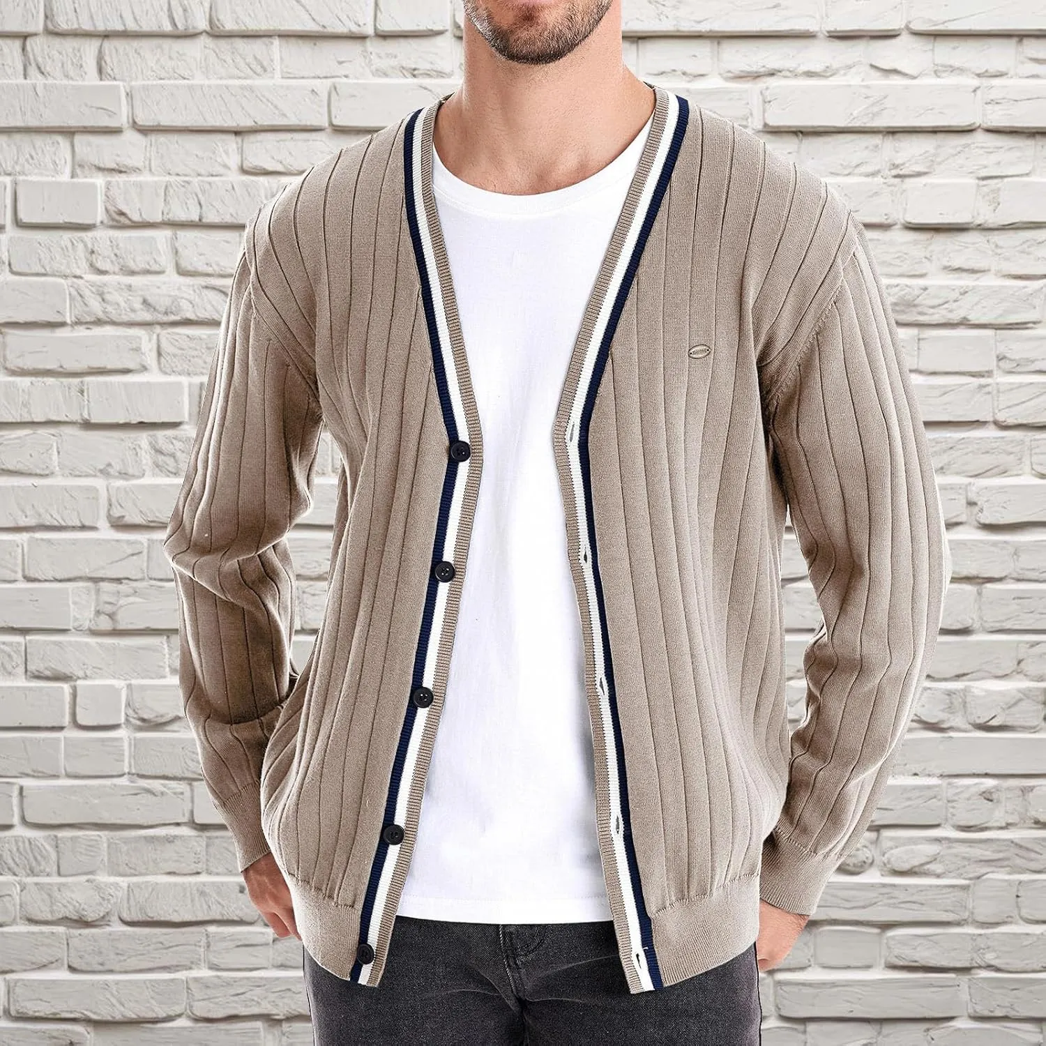 Muscularfit Men's Cable Knit Cardigan Sweaters Button Up Cotton Casual Cardigans Lightweight Long Sleeve V Neck Winter Coats
