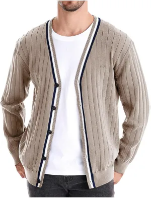 Muscularfit Men's Cable Knit Cardigan Sweaters Button Up Cotton Casual Cardigans Lightweight Long Sleeve V Neck Winter Coats