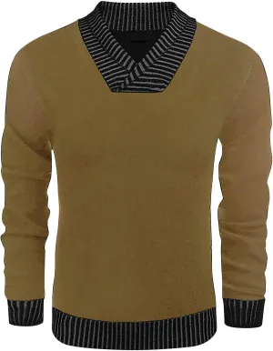 Muscularfit Men's V Neck Sweaters Pullover Long Sleeve Design Lightweight Knitted Sweaters Business Casual Pullover Sweater